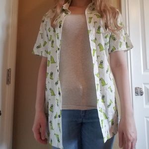Spencer's Nickelodeon Reptar Dinosaur Button-Up
